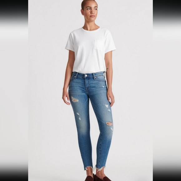 Lucky Brand Women's Light Wash Distressed Ava Skinny Jeans Raw Hem Size 4/27 GUC - Picture 5 of 14